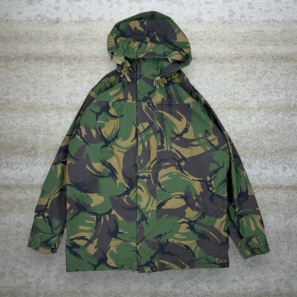 Vintage 90s Military Camo Jacket Mens XL Woodland Water Proof Hooded Full Zip